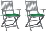 vidaXL Klappbare Gartenst&uuml;hle 2 Stk mit Sitzkissen Massivholz Akazie 3064487