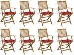 vidaXL Klappbare Gartenst&uuml;hle mit Kissen 8 Stk Massivholz Akazie 3075091