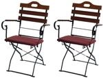 MCW 2er-Set Biergartenstuhl J40 Gastronomie-Qualit&auml;t Braun Polster Rot