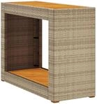 vidaXL Garten-Beistelltisch mit Holzplatte Beige Poly Rattan 366308