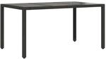 vidaXL Gartentisch mit Glasplatte Schwarz 150x90x75 cm Poly Rattan 365589