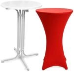 Beautissu Bellini Stehtisch &Oslash; 70cm Wei&szlig; mit Stella Stehtischhusse &Oslash; 70cm Rot