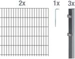 Metallzaun Grund-Set Doppelstabmatte verz. Anthrazit beschichtet 2 x 2 m x 1,2 m