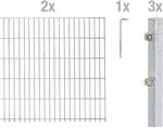 Metallzaun Grund-Set Doppelstabmatte feuerverzinkt 2 x 2 m x 0,8 m