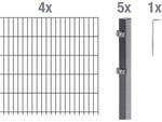 Metallzaun Grund-Set Doppelstabmatte verz. Anthrazit beschichtet 4 x 2 m x 1,6 m