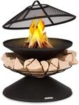 Blumfeldt Aguilera Feuerschale mit Grill &Oslash; 65 cm Holzlager Stahl Schwarz
