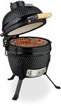 Relaxdays Kamado Grill Keramik Schwarz Mit Thermometer 56,5 cm x 43 cm x 46 cm 22 kg