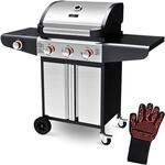 deluxe4home Grillwagen Gasgrill mit Deckel 3 Plus 1 Seitenbrenner Thermometer