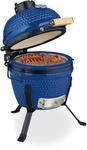 Relaxdays Kamado Grill Keramik Blau Mit Thermometer 56,5 cm x 43 cm x 46 cm 22 kg
