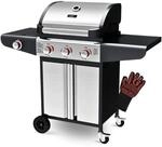 DELUKE Gasgrill 3+1 Brenner mit Deckel DELO mit Handschuhe Grillwagen mit