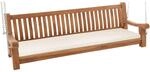 DELUKE Schaukelbank MUVER Holz Creme 200x70x62cm H&auml;ngebank Gartenschaukel Zum