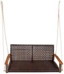 DELUKE Garten-H&auml;ngebank KIEL Braun 131cm Breit Akazie Braun Armlehne H&auml;ngebank