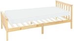 ML-Design Holzbett mit Lattenrost 90x200 cm Natur mit Matratze H10cm
