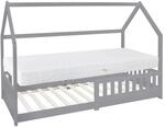 ML-Design Kinderbett Hellgrau 90x200 cm Matratze H16cm Rausfallschutz