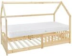 ML-Design Kinderbett 90x200 cm Natur mit Matratze H16cm Rausfallschutz