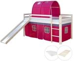 Homestyle4u Hochbett 90x200 mit Vorhang Lattenrost Matratze Rutsche Tunnel in...