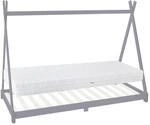 ML-Design Kinderbett Tipi Hellgrau 90x200 cm Matratze H16cm Lattenrost