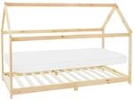 ML-Design Kinderbett 90x200cm Natur mit Matratze H10cm Dach Lattenrost
