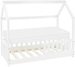 ML-Design Kinderbett 70x140 cm Wei&szlig; mit Matratze Rausfallschutz Massivholz