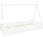 ML-Design Kinderbett Tipi 90x200 cm Wei&szlig; mit Rausfallschutz Lattenrost