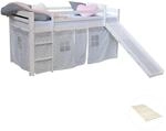 Homestyle4u Hochbett 90x200 Wei&szlig; mit Lattenrost und Rutsche 2767