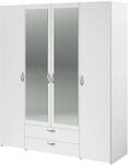 Parisot Kleiderschrank in Wei&szlig; Dreht&uuml;renschrank 4-T&uuml;rig mit Spiegel 160 x...