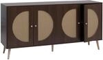 MCW Sideboard P49 Poly-Rattanfront MDF Melamin 80x160x40cm Walnuss-Optik