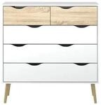 ebuy24 Napoli Kommode mit 5 Schubladen Weiss und Eiche