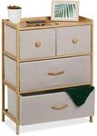 Relaxdays Kommode Bambus Beige mit 4 Schubladen 73 cm x 57,5 cm x 30 cm 5,7 kg