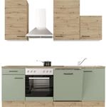 Flex-Well Exclusiv K&uuml;che 1701-016 Cara 220 cm Schilfgr&uuml;n matt - Artisan Eiche