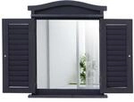 MCW Wandspiegel mit Fensterl&auml;den Dunkelgrau