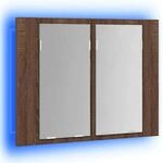 vidaXL LED-Spiegelschrank Braun Eichen-Optik 60x12x45 cm Holzwerkstoff 822843