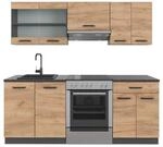 Vicco R-Line K&uuml;chenzeile Goldkraft Eiche/Anthrazit 200 cm ohne Arbeitsplatte...