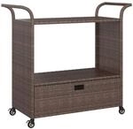 vidaXL Barwagen mit Schublade Braun 100x45x97 cm Poly Rattan