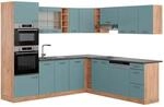 Vicco R-Line Eckk&uuml;che Blau-Grau/Goldkraft Eiche 237 x 247 cm AP Anthrazit ohne
