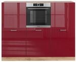 Vicco R-Line K&uuml;chenblock Bordeaux Hochglanz/Goldkraft Eiche 180 cm ohne