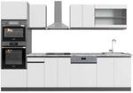 Vicco R-Line K&uuml;chenzeile Wei&szlig;/Anthrazit 300 cm mit HochschrankAP Marmor ohne