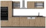 Vicco R-Line K&uuml;chenzeile Artisan-Eiche/Goldkraft Eiche 350 cm mit...