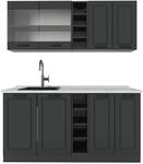 Vicco R-Line Singlek&uuml;che Anthrazit Landhaus/Anthrazit 160 cm AP Marmor ohne