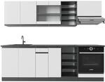 Vicco R-Line K&uuml;chenzeile Wei&szlig;/Anthrazit 240 cm J-Shape ohne E-Ger&auml;te