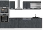 Vicco R-Line K&uuml;chenm&ouml;bel Schwarz Beton/Wei&szlig; 300 cm AP Marmor ohne E-Ger&auml;te