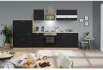 Respekta Economy K&uuml;chenzeile KB300ESSS 300 cm Schwarz-Eiche S&auml;gerau