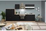 Respekta Economy K&uuml;chenzeile KB300ESSSC 300 cm Schwarz-Eiche S&auml;gerau
