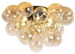 QAZQA Design Deckenleuchte Schwarz mit Braunglas 6 Lampen Uvas