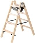 PROREGAL Stufen-Stehleiter Holz Beidseitig Begehbar 2 x 4 Stufen