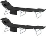SoBuy Gartenliege 2-er Set mit Seitentasche Klappbar Metall Schwarz OGS35-SCHx2