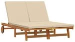 vidaXL Doppel-Sonnenliege mit R&auml;dern und Kissen Massivholz Akazie 3325190
