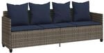 vidaXL Sonnenliege mit Kissen Grau Poly Rattan 368351