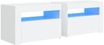 vidaXL Nachttische 2 Stk mit LEDs Wei&szlig; 60x35x40 cm