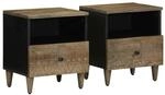 vidaXL Nachttische 2 St&uuml;ck Hellgrau 40x33x46 cm Massivholz Mango 4017799